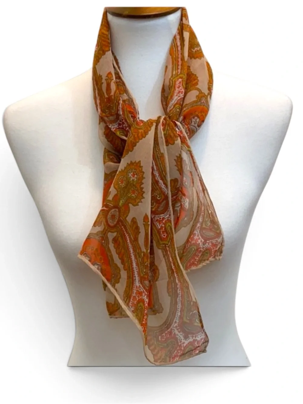 Vintage Glentex 100% Silk Scarf Japan Hand Rolled Floral Medallion 16 x 42